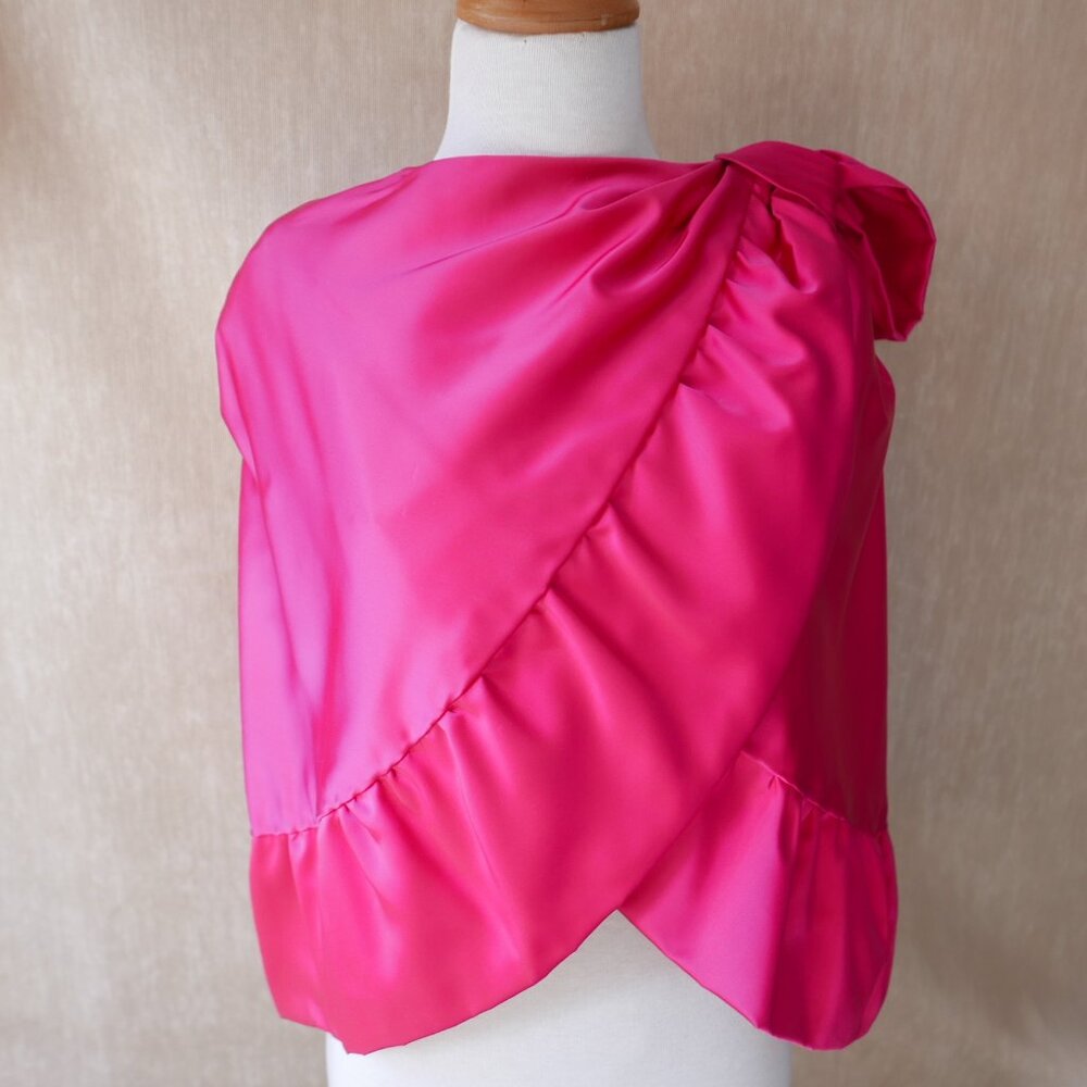 80s Glam Hot Pink Satin Evening Cape